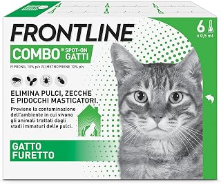 Frontline Combo Cats x6 Antiparasitic Against Fleas, Ticks and Lice | Long lasting protection against fleas, ticks, eggs, larvae and even the home, flea remover in a pack of 6 pipettes, 0.5 ml