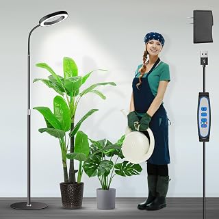 Garpsen Grow Lights for Indoor Plants, Full Spectrum with Stand, 80 LEDs | 6000K Floor Plant Light, 3 Color Modes, Timer 6/12/16H, 5 Dimmable Levels, 67'' Adjustable Height, Gooseneck