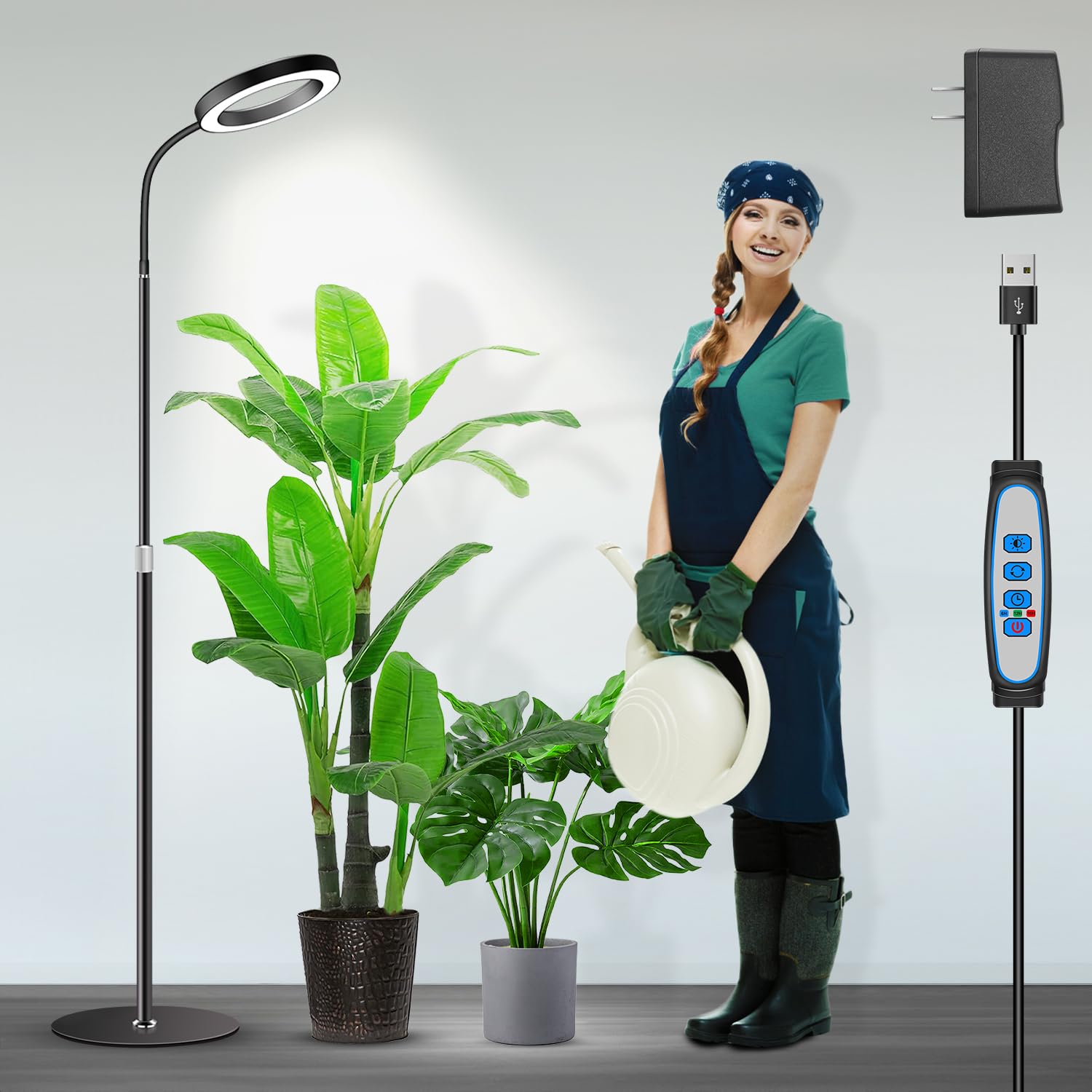 Garpsen Grow Lights for Indoor Plants, Full Spectrum with Stand, 80 LEDs | 6000K