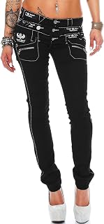Cipo & Baxx Women's Slim Fit Distressed Stretch Jeans Blue Black