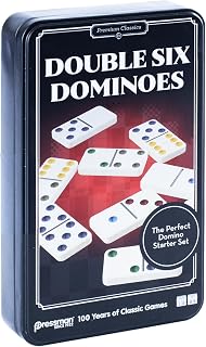 Pressman Premium Classics: Double Six Dominoes | Durable Tin Case with Instructions for 10 Different Games | 1-4 Players, Ages 8+