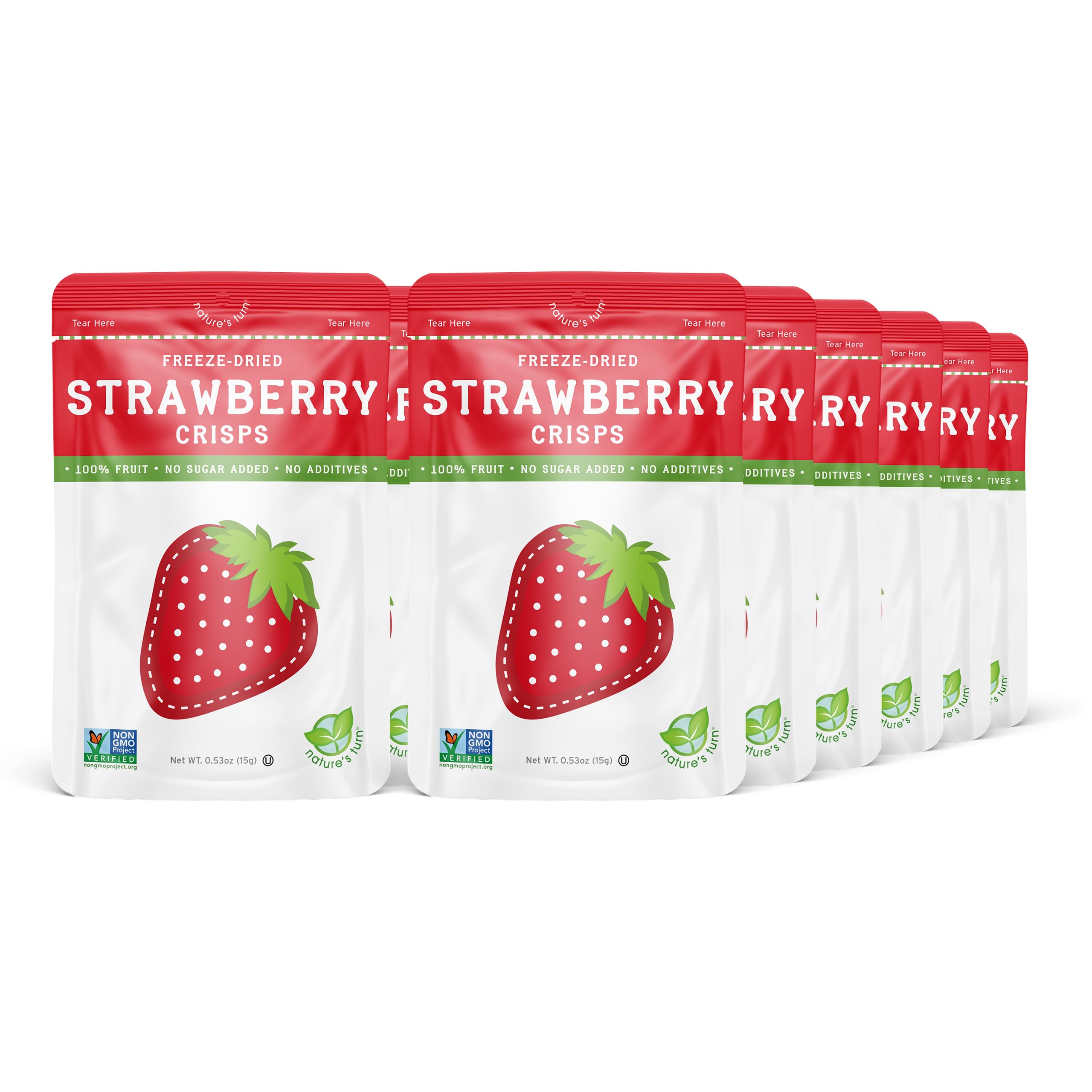 Nature's Turn Freeze-Dried Fruit Crisps; Strawberry, 12 Bags (0.53oz Each) | Hea