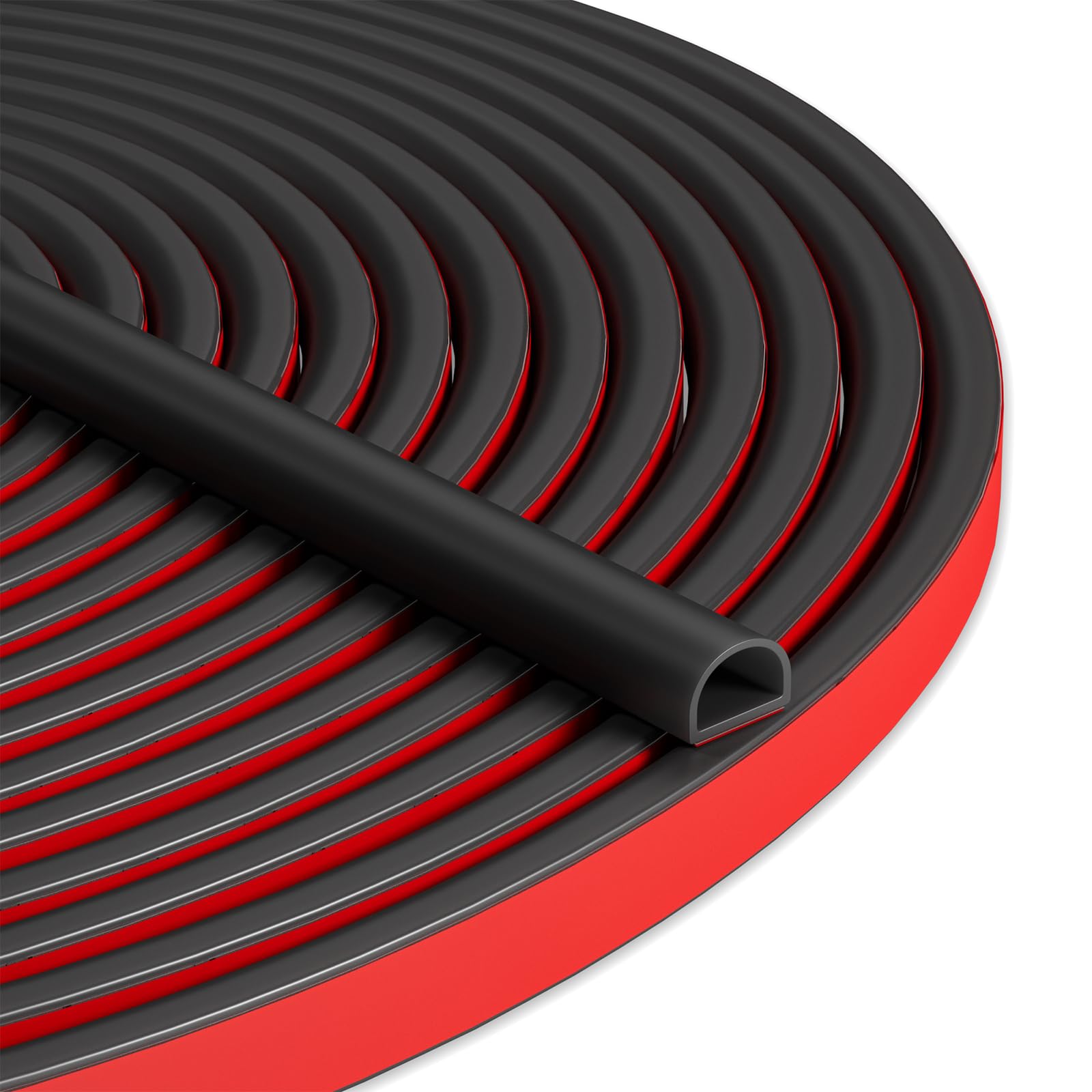 Bantie 20FT Weather Stripping Door Seal, Self-Adhesive Silicone D-Shaped Seal St