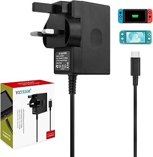 YCCTEAM 45W Charger for Switch 1/2 /Switch OLED/Switch Lite, 2Hours 15V/3A Fast Charging AC Adapter 5FT Type-C Cable Power Supply for Switch1/ 2 and Switch Pro Controller - Support TV Mode