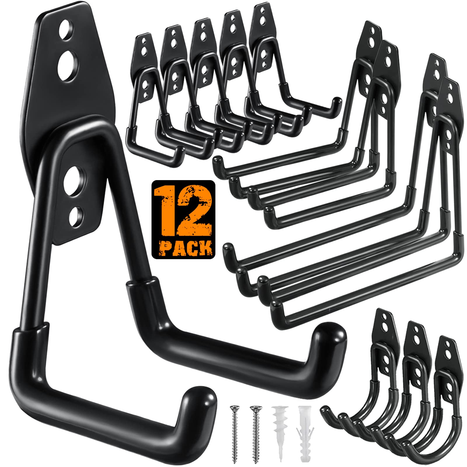 HUPBIPY 12 Pack Garage Hooks Heavy Duty, Wall Mount Ladder Hooks | Storage Organ