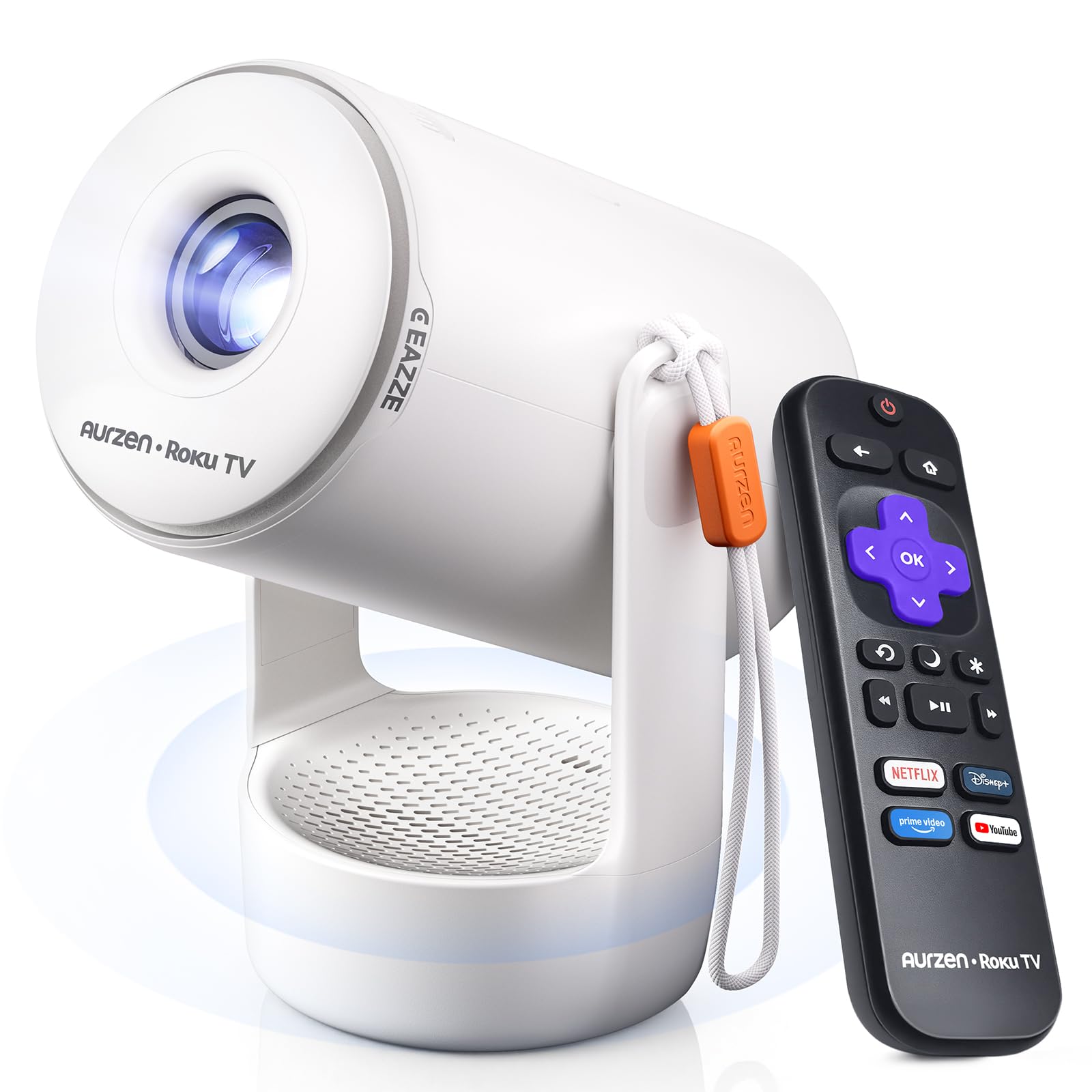 Aurzen Roku TV E1R Smart Portable Mini Projector with WiFi and Bluetooth | Roku 