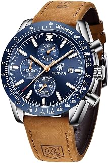 BENYAR Watch for Men Analog Quartz Chronograph Waterproof Luminous Designer Big Face Mens Wrist Watches Business Sport Casual Dress Elegant Gifts for Men