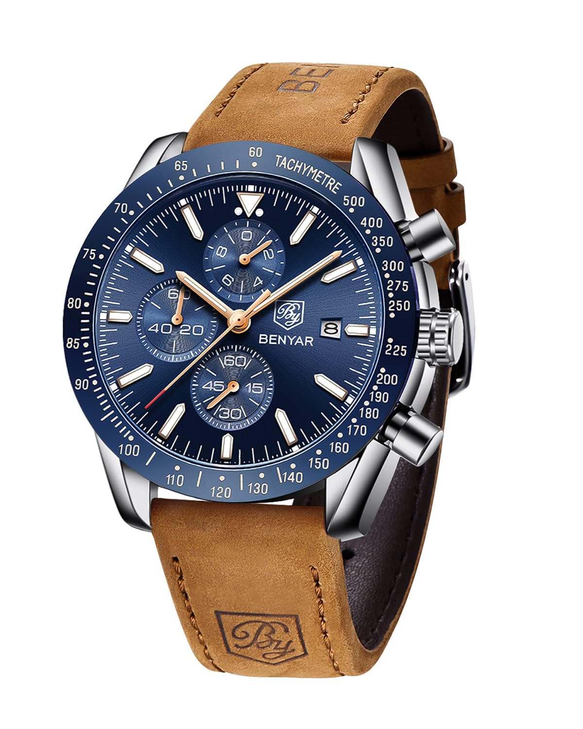 BENYAR Watch for Men Analog Quartz Chronograph Waterproof Luminous Designer Big 