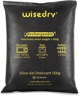 wisedry 2 x 500 Gram [2.2 lbs] Rechargeable Silica Gel Car Dehumidifier, Microwave Fast Reactivated Desiccant Packets Large for Gun Safe Closet Basement Garage Storage Moisture Absorber Bag Reusable