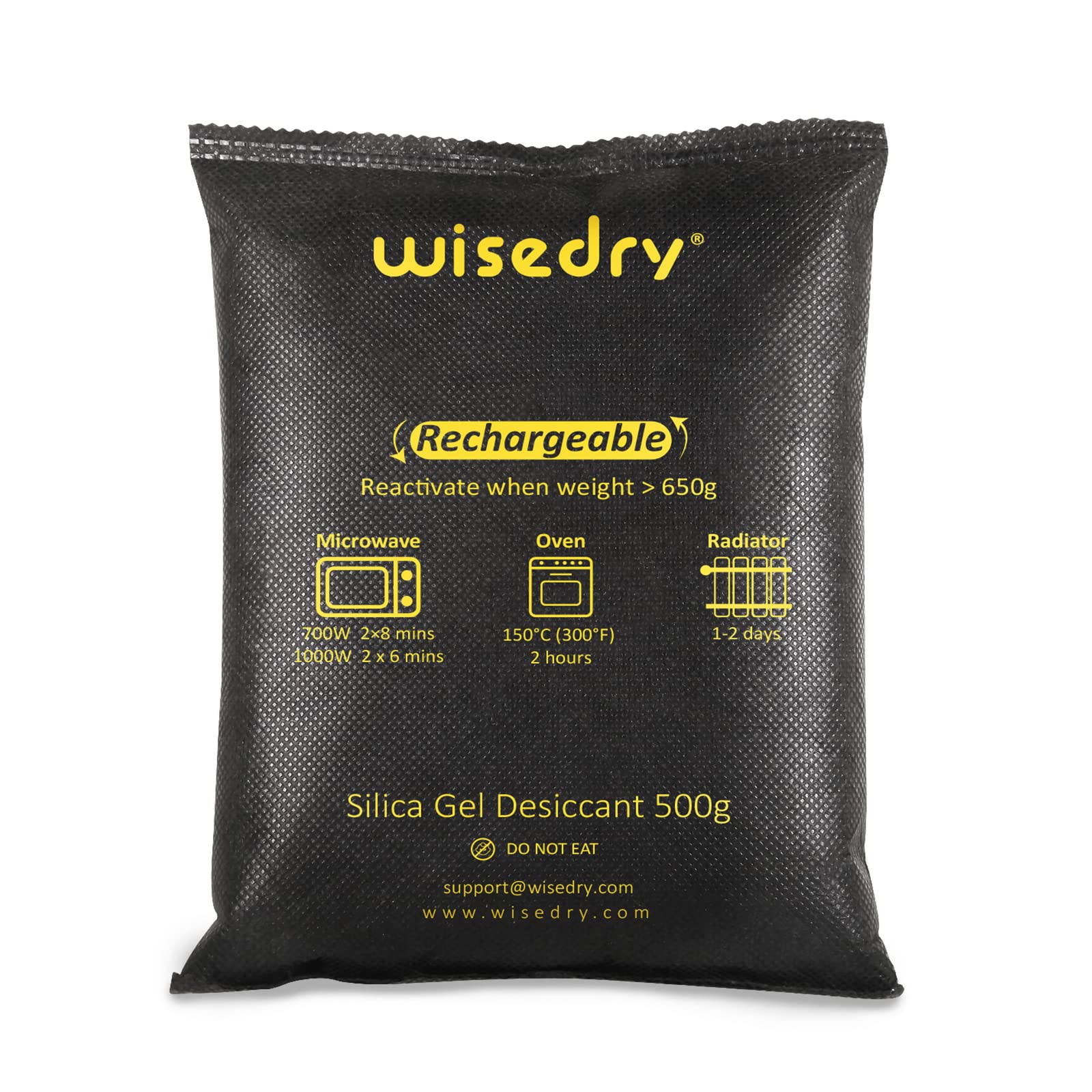 wisedry 2 x 500 Gram [2.2 lbs] Rechargeable Silica Gel Car Dehumidifier, Microwa