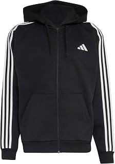 Adidas Essentials 3-Stripes Fleece Full-Zip Hoodie Men's Hooded Sweatshirt (Pack of 1)