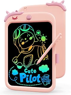KOKODI LCD Drawing Tablet for Kids, Kids Drawing Board, 10 inch Magnetic Doodle Board for Children, Mess-Free Travel Toy with Erasable Pen, Educational Learning Toy for Ages 2-6 (Pink)