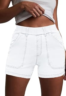 HVEPUO Womens Jean Shorts High Waisted Summer Stretchy Pull On Denim Shorts