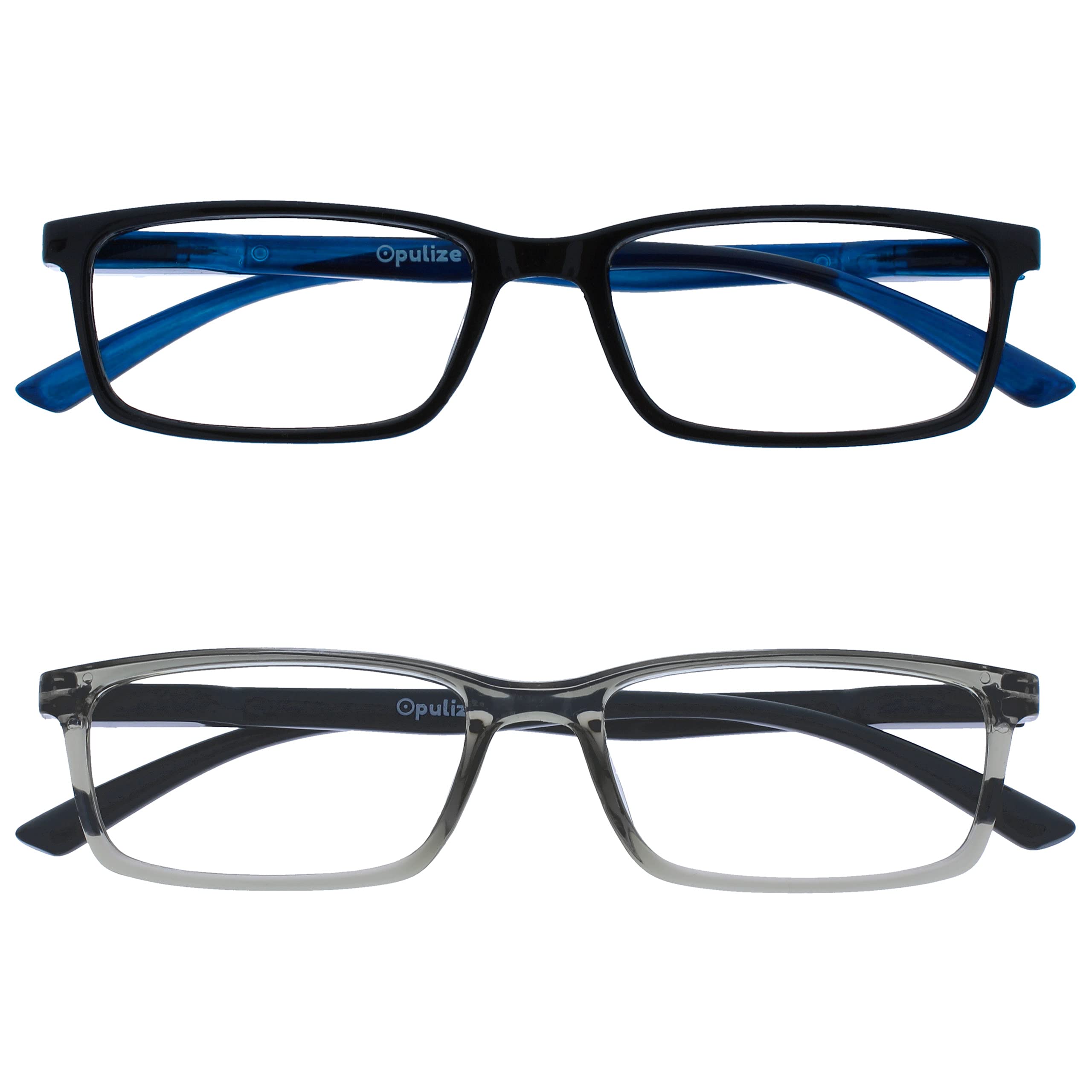 OPULIZE See - Blue Light Glasses Pack of 2 Narrow Frames Spring Hinges Improves 