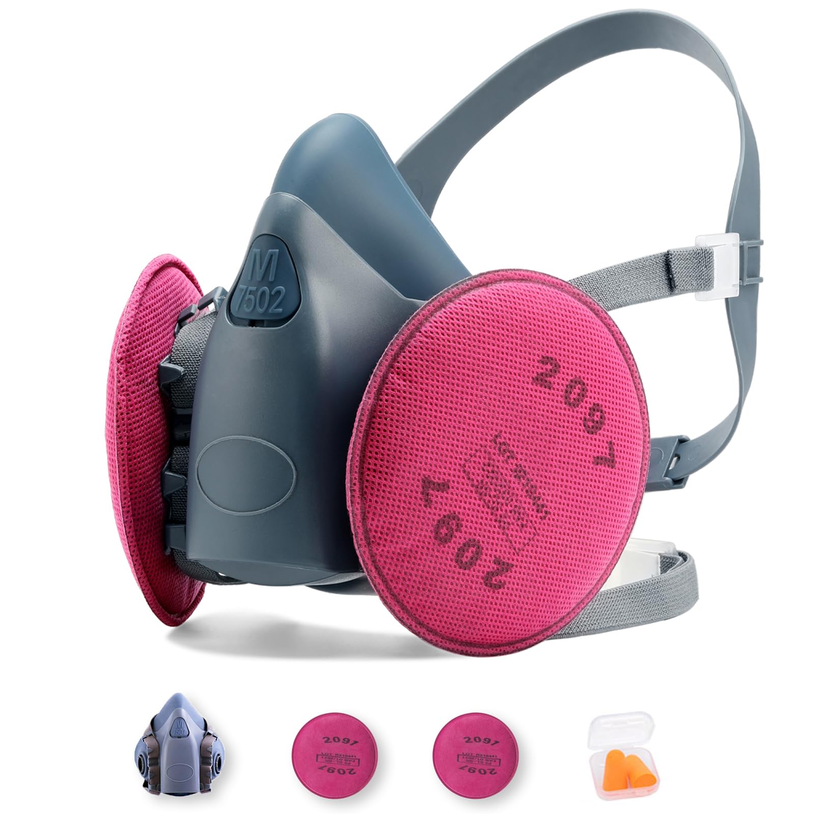 RANKSING Reusable Half Facepiece Shield 7502 Face Cover with Filters to Against 