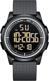 GOLDEN HOUR Ultra-Thin Minimalist Sports Waterproof Digital Men's Watches with Wide-Angle Display Rubber Strap Wristwatch for Men Women