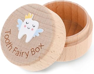 Tooth Fairy Box Tooth Box, for Girls, Cute Carved Wooden Box, Blue Wings