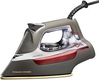 CHI Steam Professional Iron for Clothes with Vertical Steam Burst | Titanium Ceramic Soleplate, 300+ Steam Holes, 1700 Watts, 3-Way Auto Shutoff, XL 10' Cord