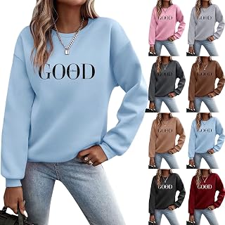 Genérico Felpe Donna Manica Lunga Girocollo Felpa Senza Cappuccio Ampia Basic Chic Moderni Sport Donna Top Felpa Casual Manica Regolare Stampa Lettera