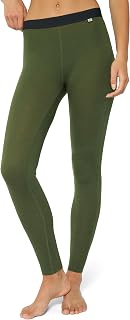 DANISH ENDURANCE Women's Merino Wool Warm Inner Tights, Thermal Underwear, Breathable, Antibacterial, Odor Resistant, green