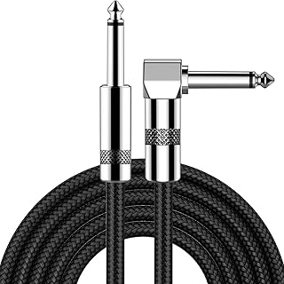 New Bee Guitar Cable 6.35mm 1/4" Electric Guitar Lead, 3M/10FT, Black | Guitar Amp Cable Jack Lead Instrument Cable for Electric Guitar, Bass Guitar, Electric Mandolin, Pro Audio (Right)