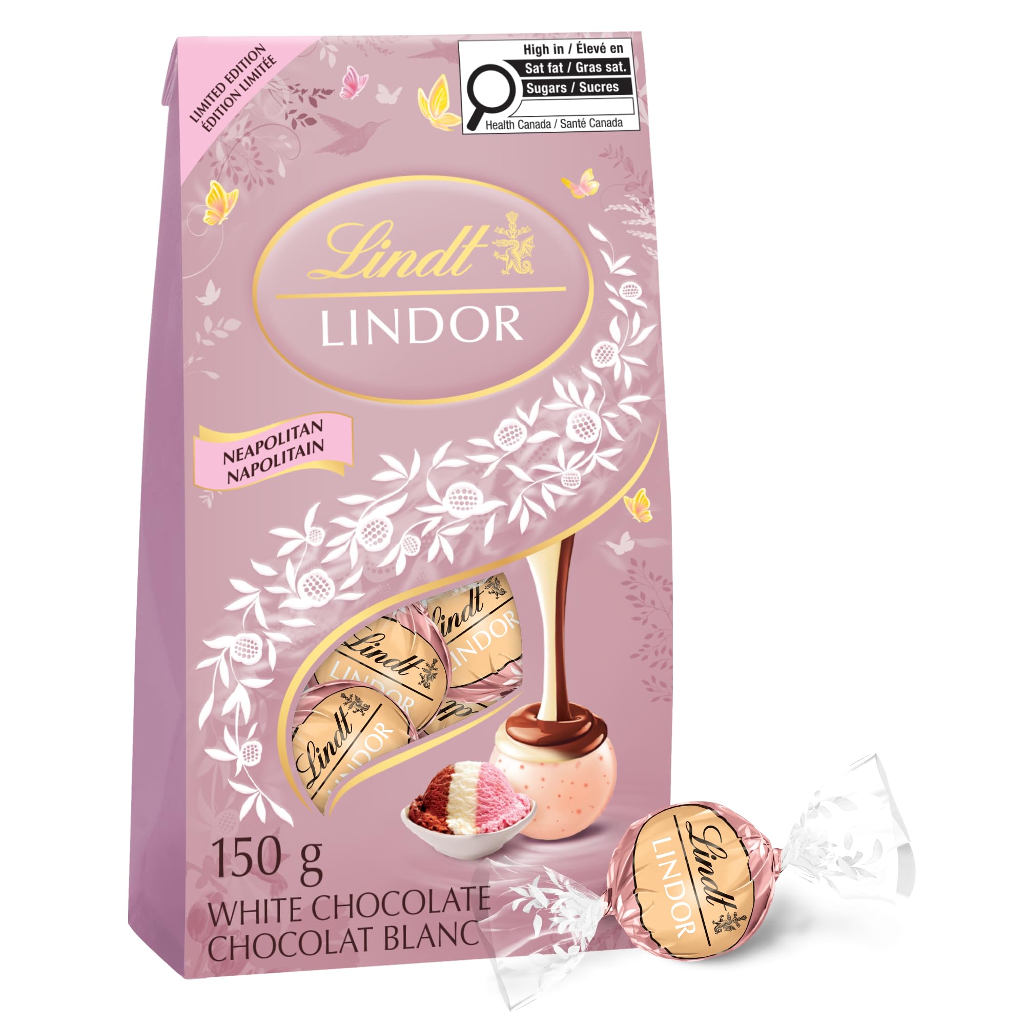 Lindt LINDOR Neapolitan Chocolate Truffles Bag, 150g
