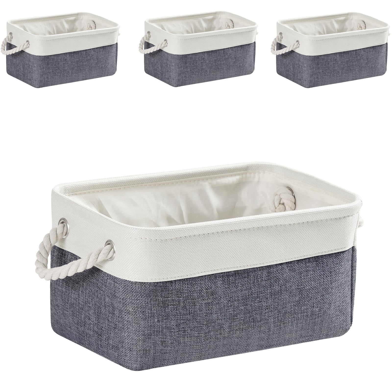 Mangata Fabric Storage Box set of 4, Foldable Fabric Storage Baskets with Handle