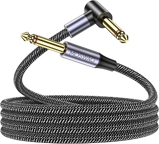 MOSWAG 3m Instrument Cable - Angled Jack for Electric Guitar and Bass - Braided Connector for Amp