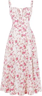 Odizli Women's Sexy Sleeveless Spaghetti Straps Bohemian Floral Split Summer Dress