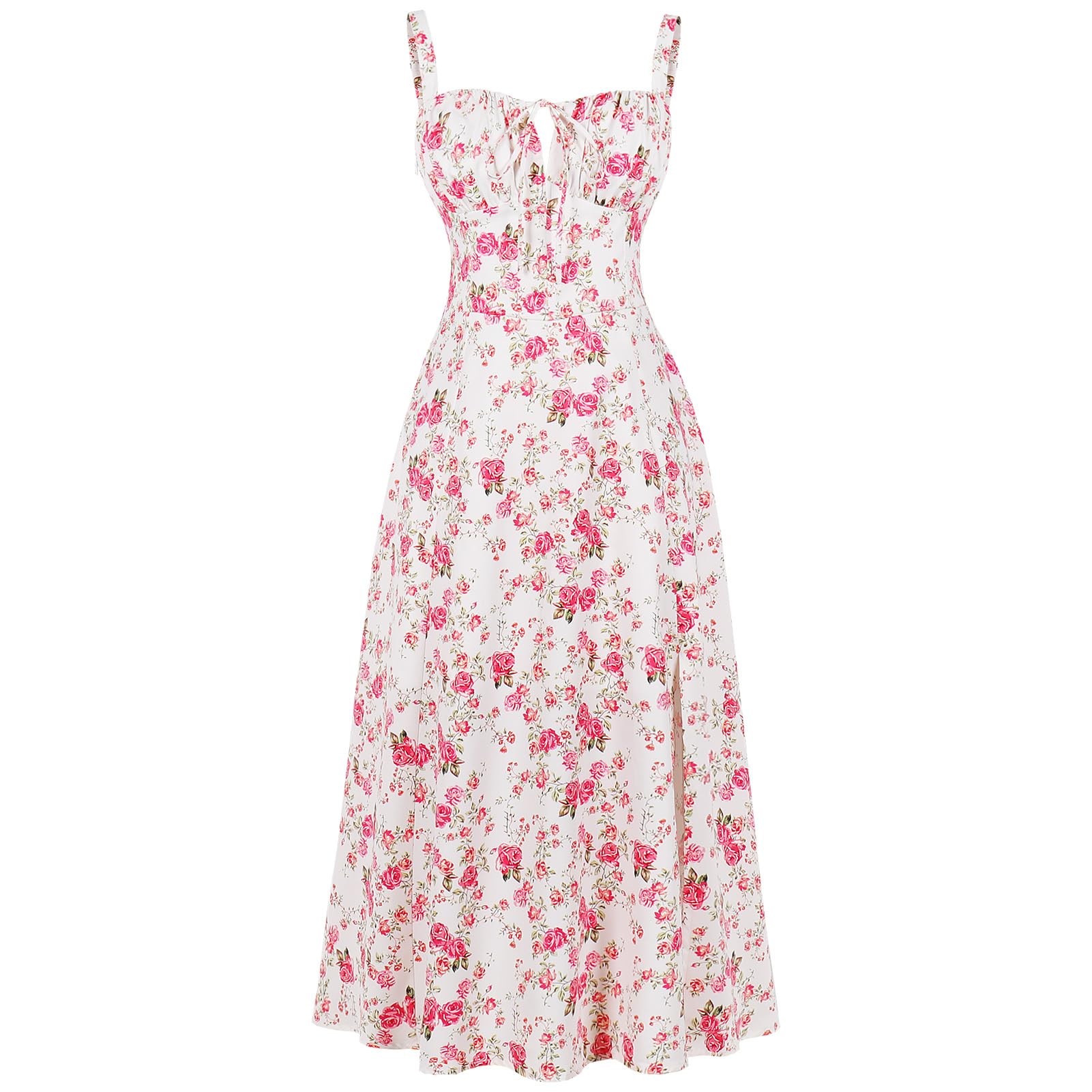 Odizli Women's Sexy Sleeveless Spaghetti Straps Bohemian Floral Split Summer Dre