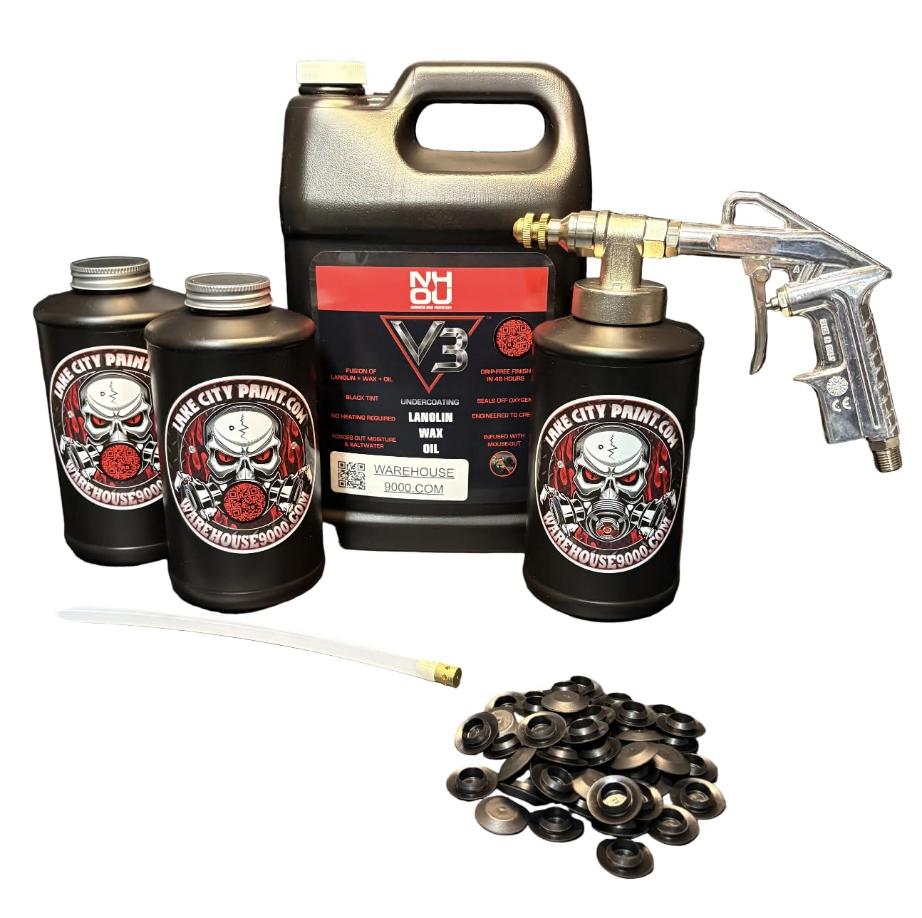 NH Oil V3 Pro Undercoating Gun - 360 Wand Kit (3 Quart Bottles)