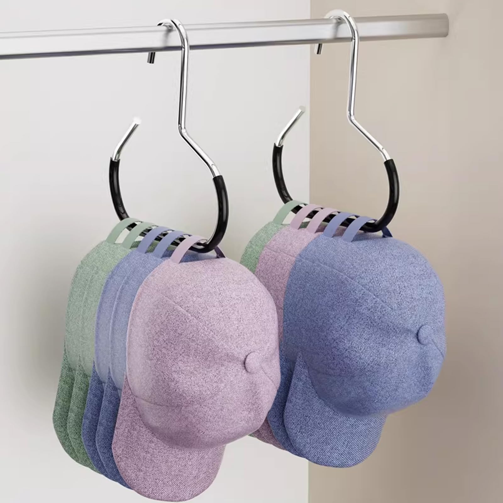 2 Pack Hat Organizer for Baseball Caps, Stainless Steel Holder for Scarves & Han