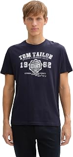 Tom Tailor Logo - T-shirt - Asymmetrical - Printed - Short Sleeve - Men