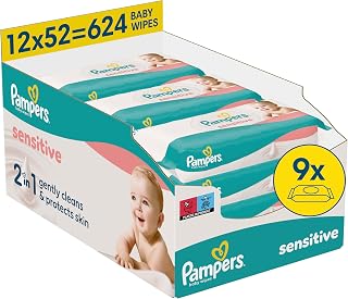Pampers Baby Wet Wipes, 9 Packs of 80 = 720 Baby Wet Wipes, 2 in 1, Gentle Cleansing and Skin Protection