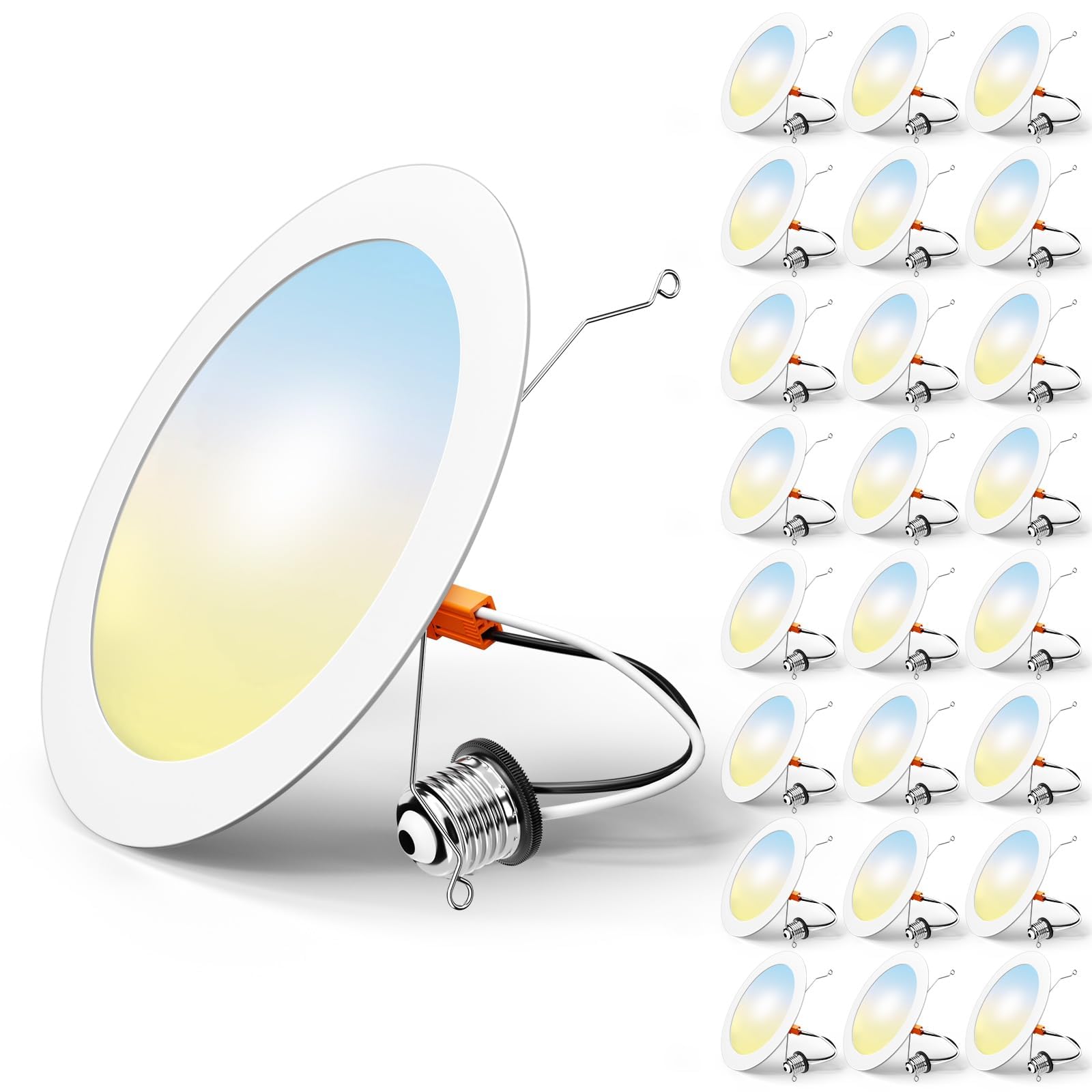 FREELICHT 24 Pack Retrofit LED Recessed Lighting 6 Inch, 5CCT, White | 2700K/300