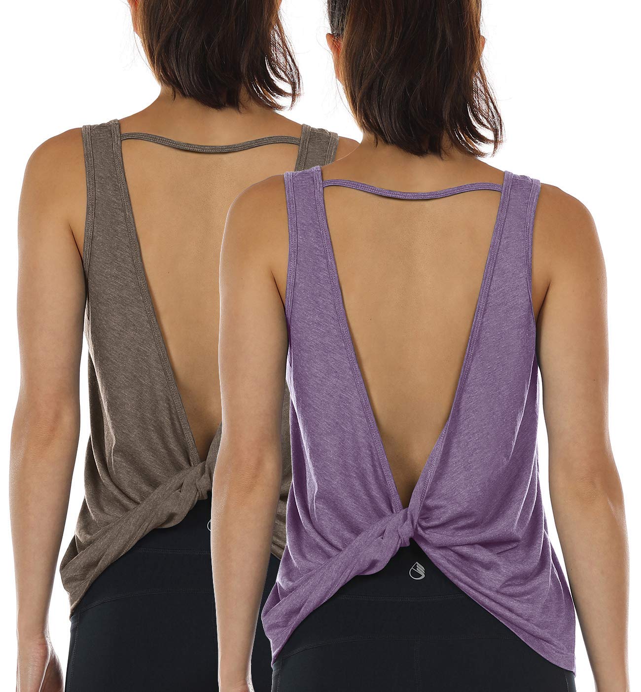 icyzone Women's Sleeveless Sports Tank Top Yoga Shirt Open Back Gym Exercise Run