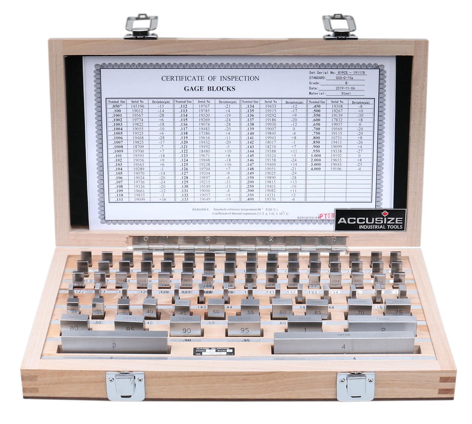 Accusize Industrial Tools Precision 81-Piece Steel Gauge Block Set, Grade B Accu