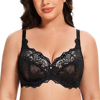 MELENECA Women Full Coverage Bra Plus Size Reducing Lace Unlined Underwire