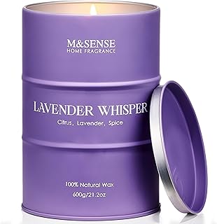 M&SENSE Lavender Whisper Scented Jar Candle, 21.2oz Natural Soy Wax Candles