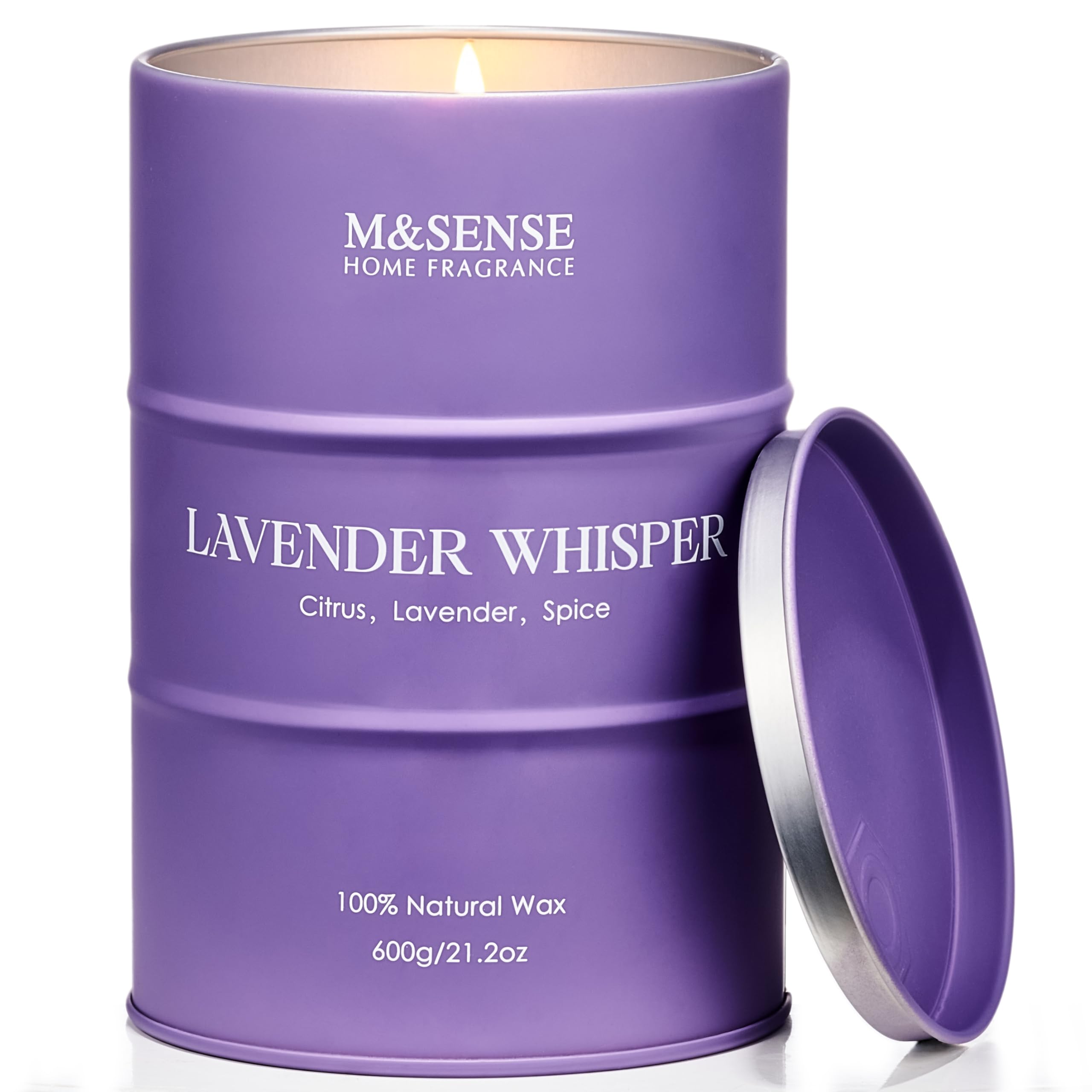 M&SENSE Lavender Whisper Scented Jar Candle, 21.2oz Natural Soy Wax Candles