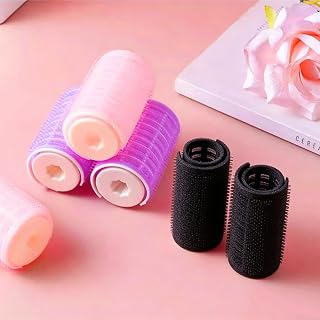 2pack Hair Rollers Double-Layer Self Grip- Heatless Self-Hold Curlers black Small Size