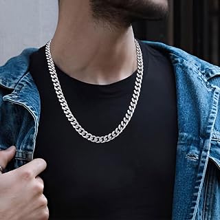Chunky Cuban Link Chain Necklace for Women, Wide 10mm Stainless Steel Curb Chain, Adjustable Statement Necklace for Hip Hop Style 8-28 Inches