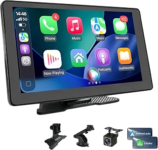 9 Inch Portable Wireless Carplay & Android Auto Screen for Car | Car Play Screen With Waterproof Backup Camera, Portable Car Stereo Support Mirror Link, Plug & Play and Easy to Install