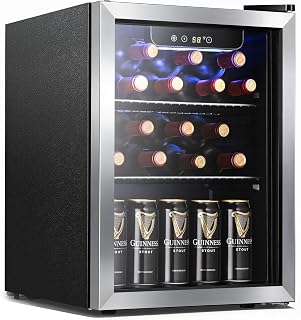 Antarctic Star 1.7 Cu. Ft. Beverage Refrigerator, Holds Up to 68 Cans, Compact Drink Cooler with Stainless Steel-Framed Glass Door, Digital Temperature Display & Electronic Controls, Silver