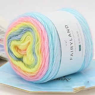 1 Skein Multicolor Chenille Wool Yarn 2mm Velvet Cotton Knitting Yarn 400M Soft Cotton Rainbow Yarn for Sweater Scarf Fabric Sewing Craft