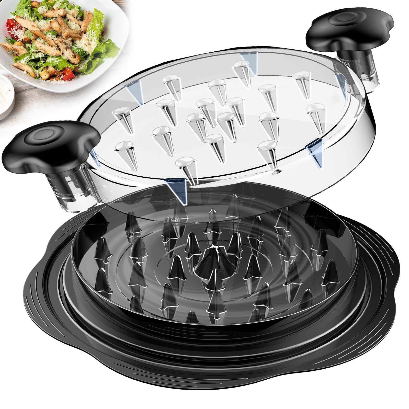 Chicken Shredder Tool Twist Large Meat Shredder with Brush&Fork, Black | Visible