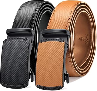 DOOPAI Men's Adjustable Belt Ratchet Belt Dress 1 3/8 Inch Genuine Leather Designer Belt Size Can Be Cut to Length with Gift Box