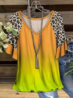 Womens Plus Size Leopard Print V Neck Short Sleeve T Shirt Casual Summer Tops