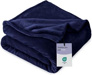 Aspire Homeware Navy Blue King Large Fleece Blanket Sofa Throw 230x270cm