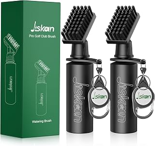 Jiskan 2 Pack Pro Golf Club Cleaner Brush Combo With Squeeze Water Bottle, 7.5 Inches, 4 Ounces Capacity - Essential Accessories for Men Black